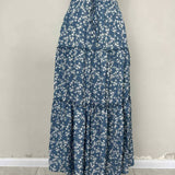 Floral Belt With Three-layer Splicing Skirt: Blue / S