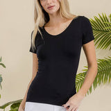 Seamless Reversible V-Neck Short Sleeve Top