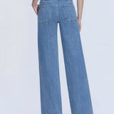 SUPER HIGH RISE TIE WAISTBAND WIDE LEG JEANS T6765: LUSH LIFE / 29