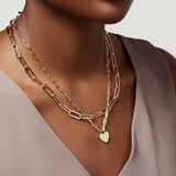 18K STAINLESS STEEL TARNISH FREE LAYERED NECKLACE | 40NK9429: Gold