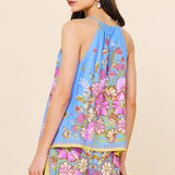 Sleeveless Border Print Top: Sweet Pea / M