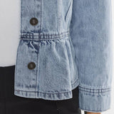 OPEN PACK CLASSIC FIT PEPLUM DENIM JACKET-KC7369L: LIGHT / S