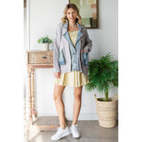 Knit Body Denim Layerd Jacket: Cream / Denim / M