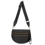 CROSSBODY ZIPPER REMOVAL STRAP SLING BUM BAG | 40P593: Black Solid