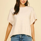 DROPPED SHOULDER SWEATER TOP NATURAL / L