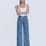 HIGH RISE FLORAL PRINT BAGGY WIDE LEG JEANS T7328VFR: VINTAGE FLORAL / 29