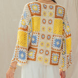 Granny Square Crochet Tie-Front Cardigan