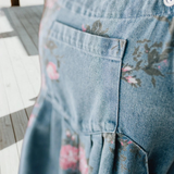 Floral Print Denim Shortalls