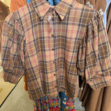 Plad Button Down Blouse