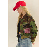 Camo Sequins Contrast Jacket: Camo Floral / M