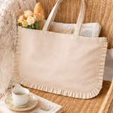Canvas Ruffle Tote | Canvas Tote Bag | Unbranded Canvas Tote