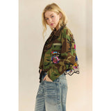 Camo Sequins Contrast Jacket: Camo Sequin / M