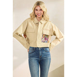 Sequins Contrast Jacket: Olive / M
