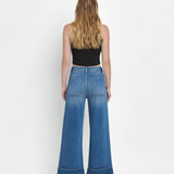 HIGH RISE DOUBLE CUFFED BAGGY WIDE JEANS V3589: ENVIABLY / 28