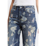 HIGH RISE WIDE LEG EMBELLISHMENT: FLORAL BLUE / 24