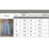 SOLID COLOR LOOSE DENIM WIDE LEG PANTS VEST SUIT: BLACK / (XL) 1