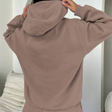 Basic pocket hoodie &  drawstring short set outfits