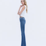 MID RISE BUTTON FLY TROUSER HEM FLARE JEANS T5848: GLEEFULLY / 31