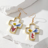 Vintage Dried Flower Earrings | 40E384: CROSS