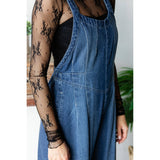 Pleated Denim Overall with Pockets
