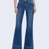 HIGH RISE SEAMLESS WB TROUSER HEM EASY FLARE JEANS T6882: TRANSPARENT / 26