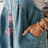 Floral Print Denim Shortalls