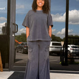 Mineral Washed Round Neck Top