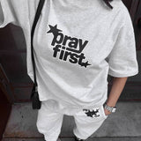 Pray First Heavyweight Tee: XS