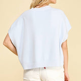 DROPPED SHOULDER SWEATER TOP BLUE / S