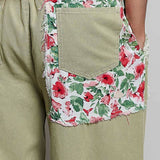 Drawstring Floral Patch Denim Pants