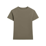 Essential basic plain fitted cotton blend crewneck tee