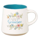 Mug Stoneware Blue/White Floral Grandma