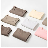 Essential basic plain fitted cotton blend crewneck tee