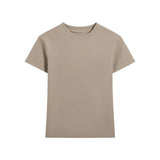 Essential basic plain fitted cotton blend crewneck tee