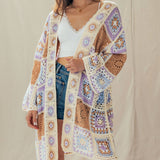 Granny Square Crochet Patchwork Duster Cardigan