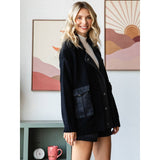 Knit Body Denim Layerd Jacket: Cream / Denim / L
