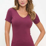 Seamless Reversible V-Neck Short Sleeve Top