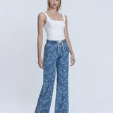 HIGH RISE FLORAL PRINT BAGGY WIDE LEG JEANS T7328VFR: VINTAGE FLORAL / 31