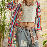 Long Sleeve Crochet Various Colors Cardigan: MULTI / Os
