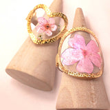 18K STAINLESS STEEL TARNISH FREE FLORAL RINGS | 40R104: OVAL APRICOT