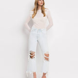 90'S VINTAGE SUPER HIGH RISE CROP FLARE JEANS V2471: NASHVILLE MOON / 30