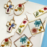 Vintage Dried Flower Earrings | 40E384: OVAL
