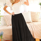 Maxi Tiered  Wide Leg Beach Palazzo Pants VP73052: Mocha / S