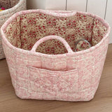 Boho Organizer Tote Floral Quilted Storage Basket