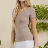 Seamless Reversible V-Neck Short Sleeve Top