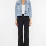 OPEN PACK CLASSIC FIT PEPLUM DENIM JACKET-KC7369L: LIGHT / XL