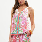 Sleeveless Border Print Top: Sweet Pea / S