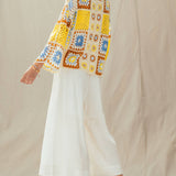 Granny Square Crochet Tie-Front Cardigan