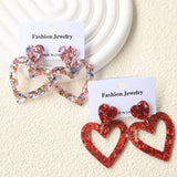 Valentine's Day Heart Shape Earrings ZK662: Red / One Size