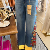 Bayeas Flower Embroidered Jeans